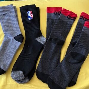 Adidas Men's Black, Gray, and Red Athletic Socks